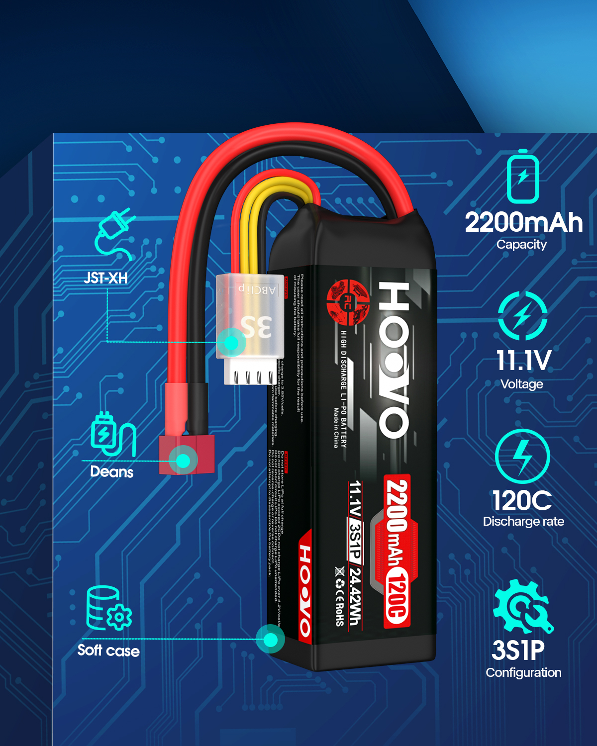 2Pcs HOOVO 11.1V 2200mAh RC Ba - Drone Rc Truck 评论和价格