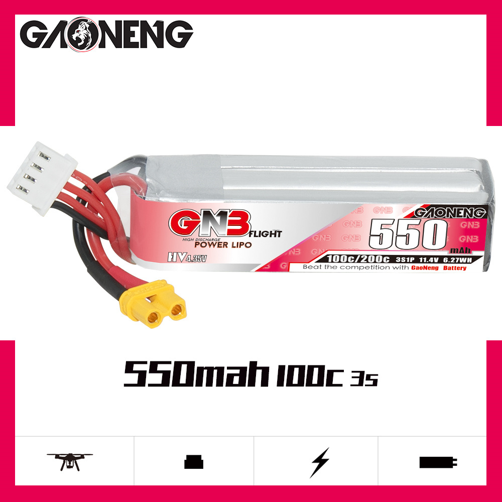 GNB HV 11.4V 550mAh 100C/200C  - Drone Tech Rc 评论和价格