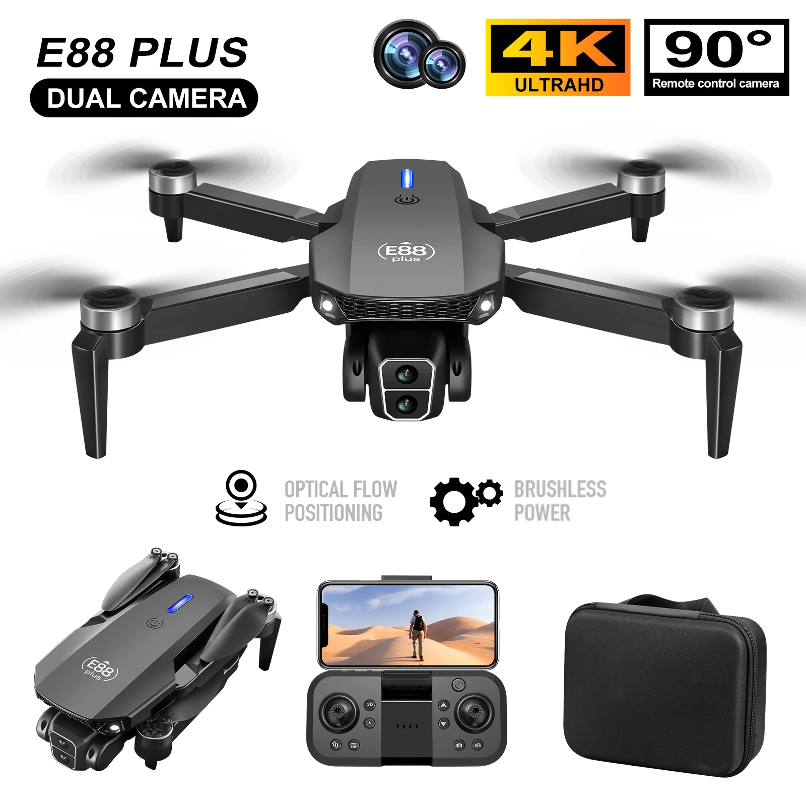 New E88 Plus Quadcopter Drone: - Drone Tech Rc 评论和价格