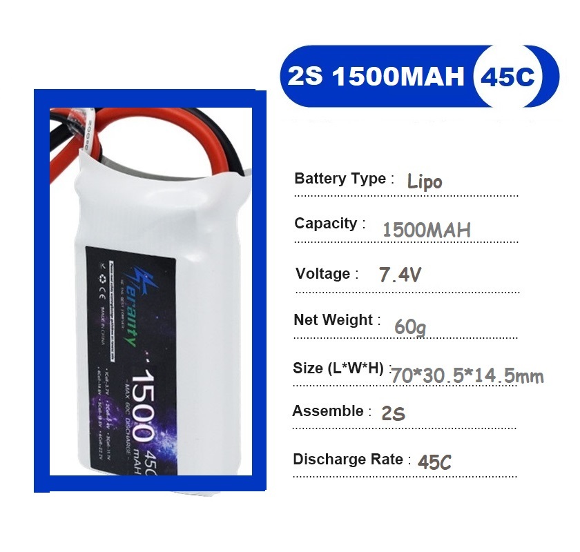 2PCS 7.4V Lipo 2S Battery 1500 - Drone Tech Rc 评论和价格