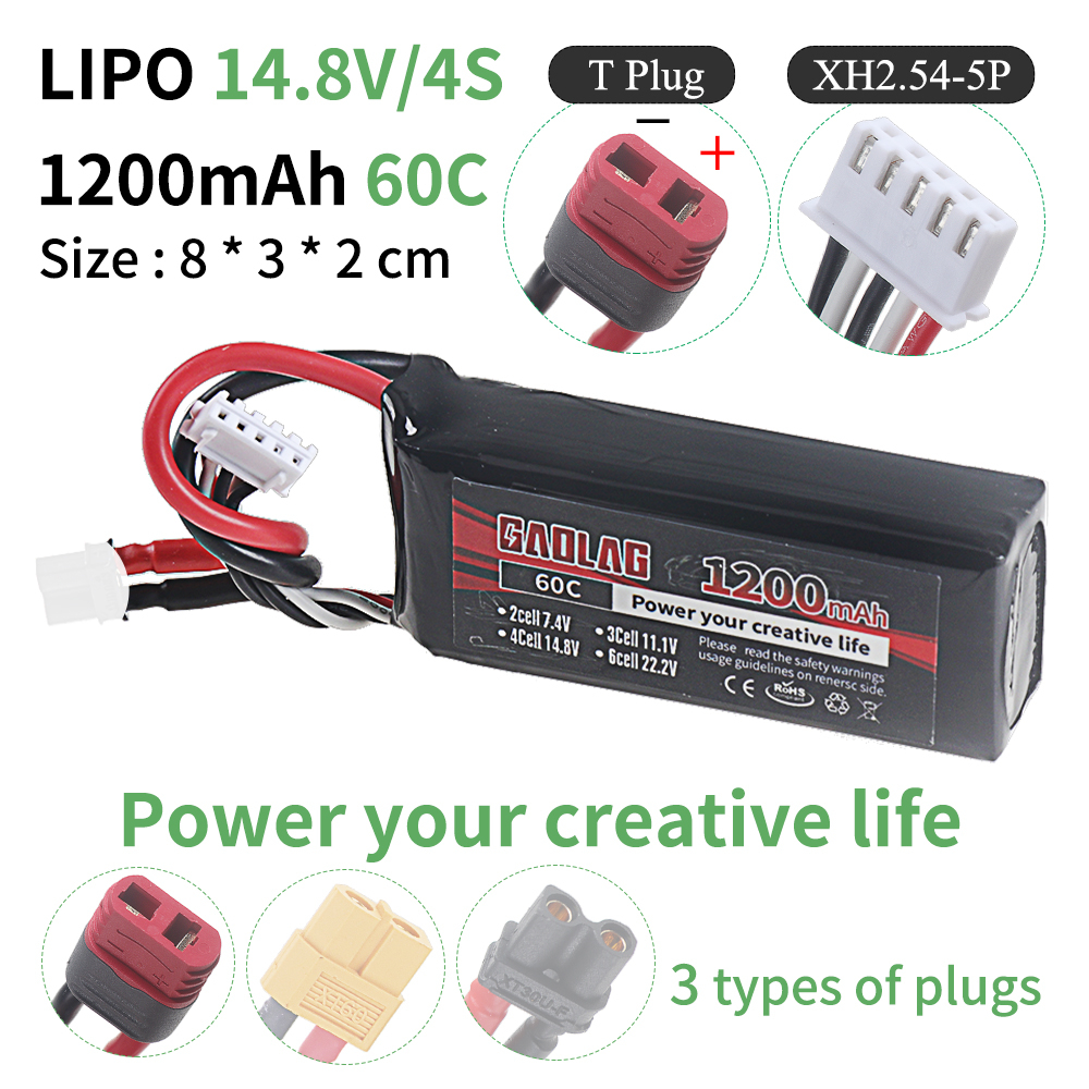 4S 14.8V 1200mAh 60C Lipo Batt - Drone Rc Truck 评论和价格